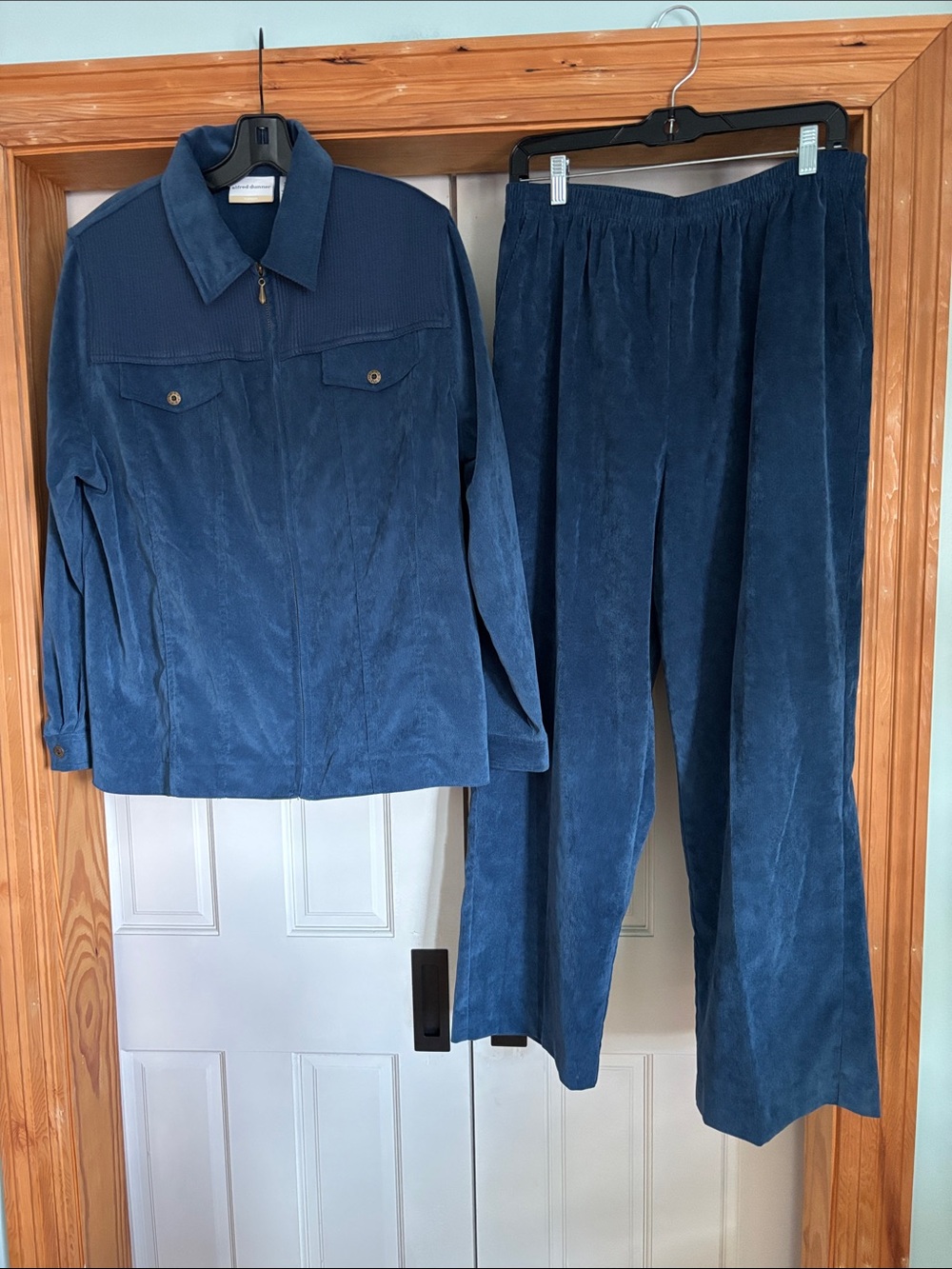 Alfred Dunner 90’s Navy Corduroy Pull-On Pants & Zip Jacket Set  Mixed Size